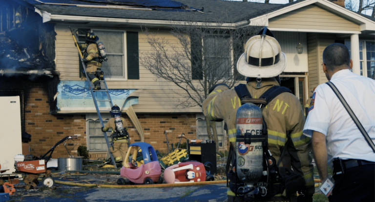 Frederick County Fire fighters work a house fire